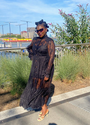 Mae Black Tier Midi dress Shollyjaay Mae Black Tier Midi dress Shollyjaay