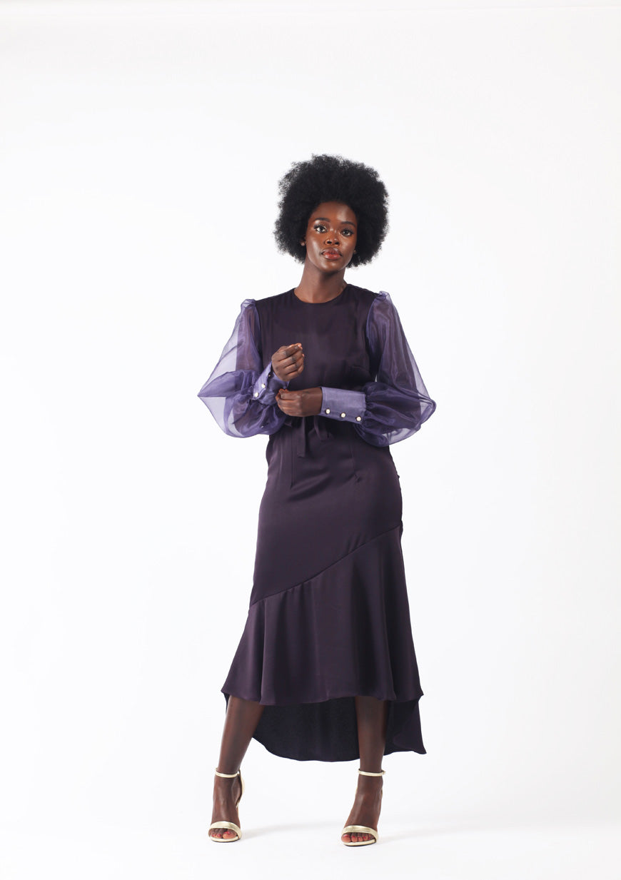 Shollyjaay Barbara high-low dress in amethyst colour