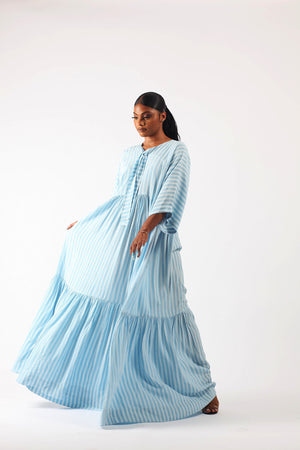 shollyjaay stripped maxi gown in blue