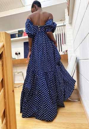 Shollyjaay polka-dot maxi dress, back view