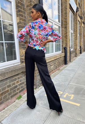 Back view of Shollyjaay's multicolour print shirt