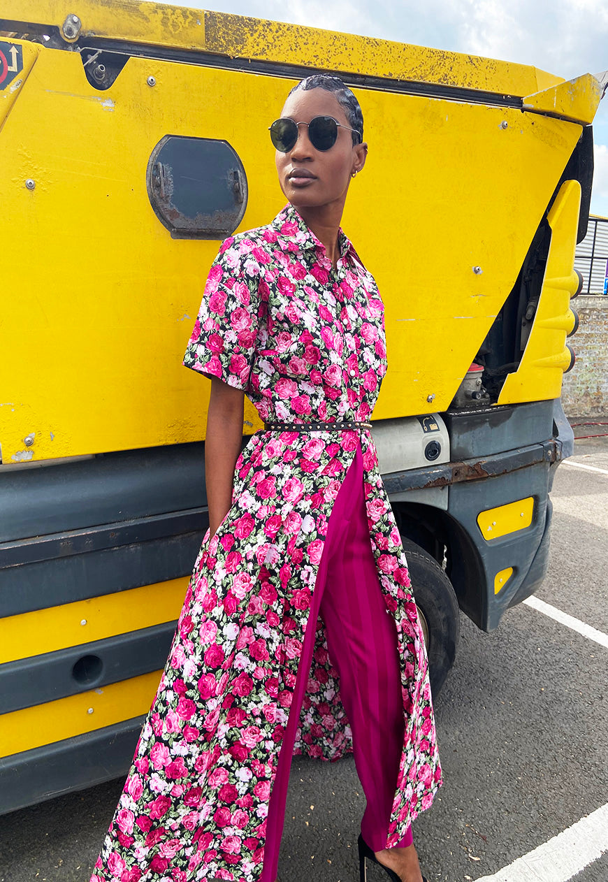 Shollyjaay floral shirtdress in pink