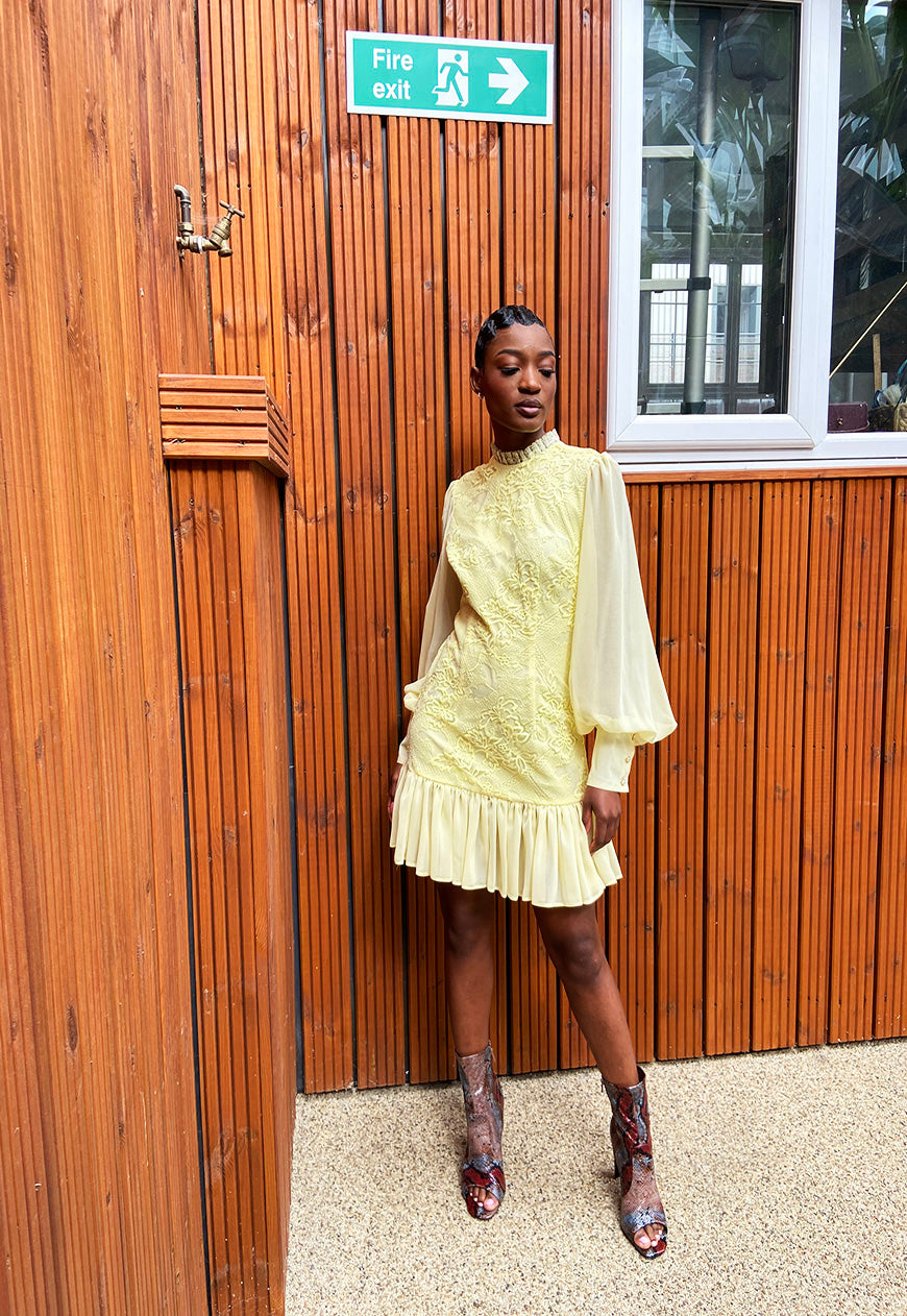 Shollyjaay lace mini dress in yellow
