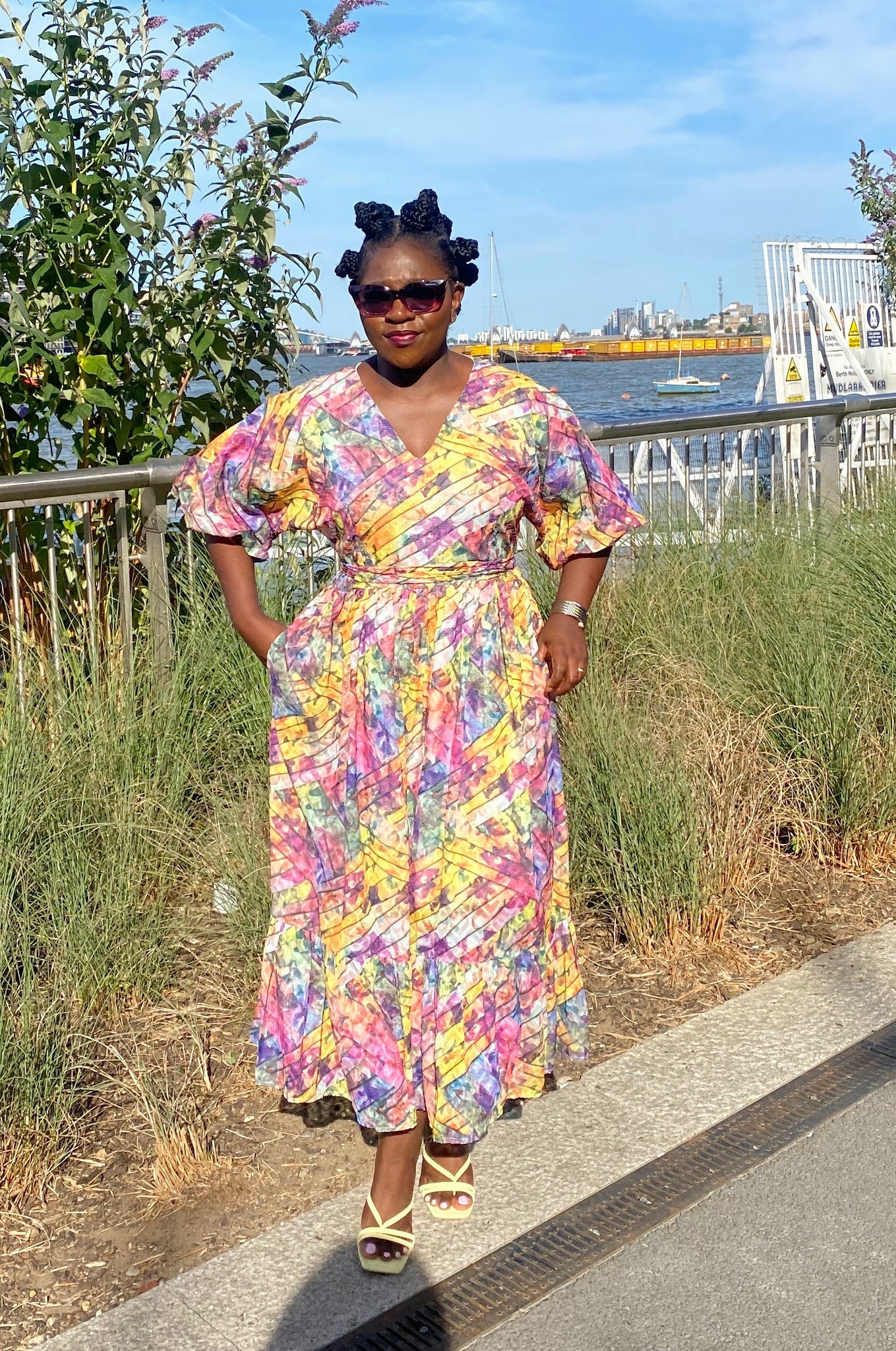 Multicoloured Jacquard midi dress