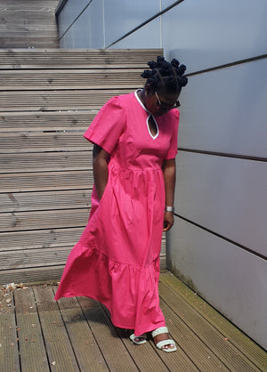 Pink cotton midi dress
