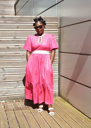 Pink cotton midi dress