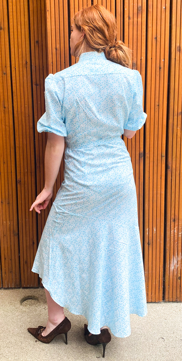 cotton blue asymmetrical dress 