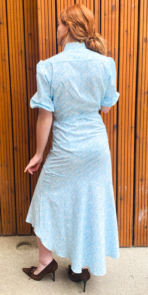 cotton blue asymmetrical dress 