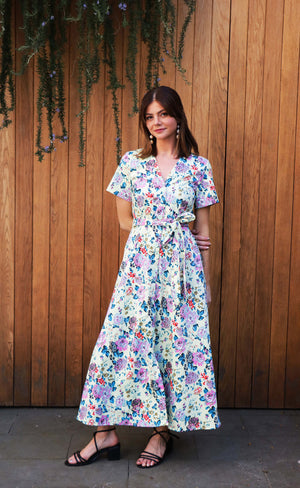 cotton multicoloured floral pattern shirt dress
