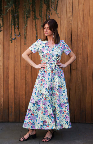 cotton multicoloured floral pattern shirt dress