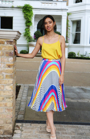 rainbow pleated sunray skirt
