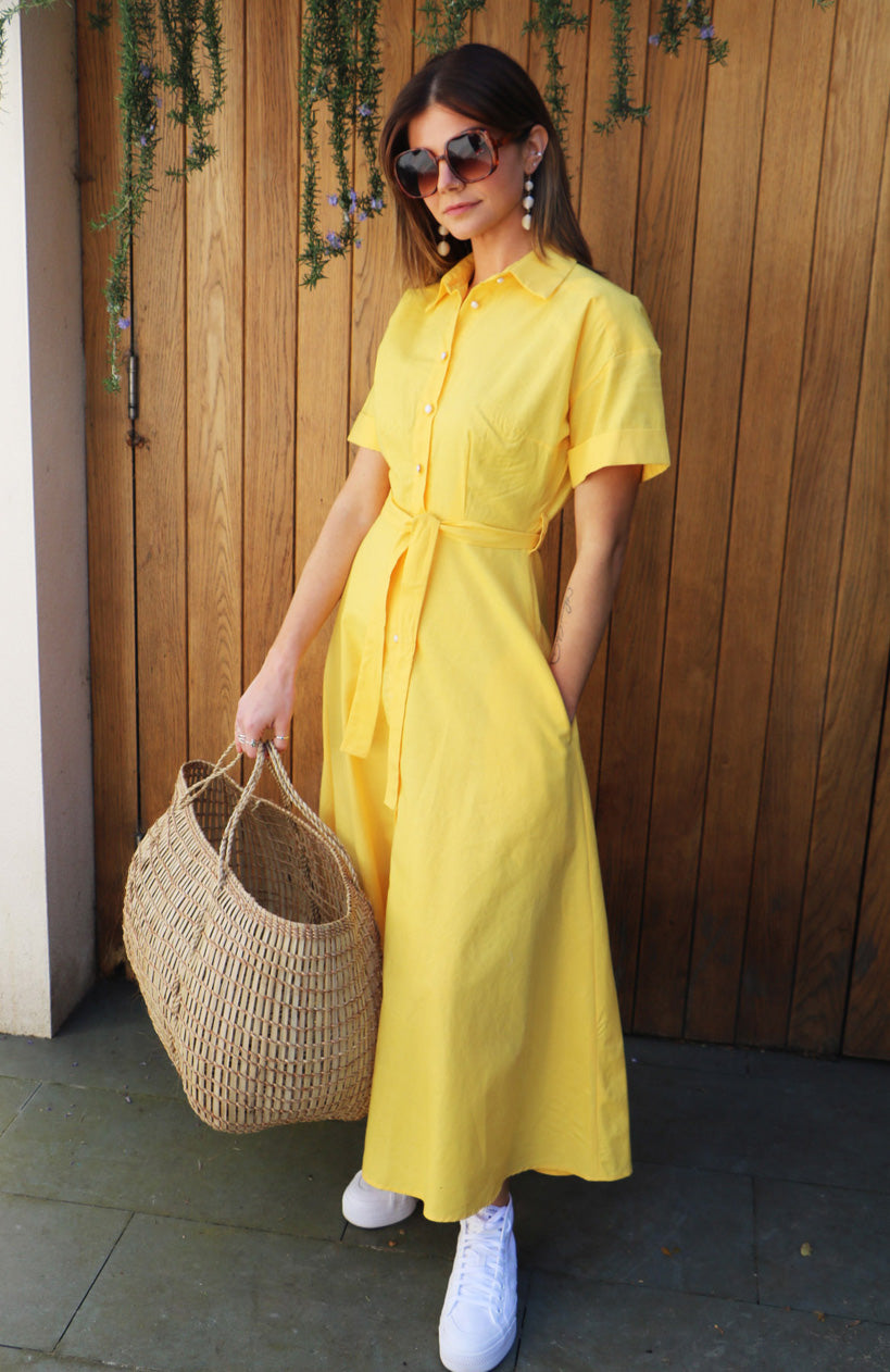 Johnson Yellow Midi Shirt Dress – Shollyjaay