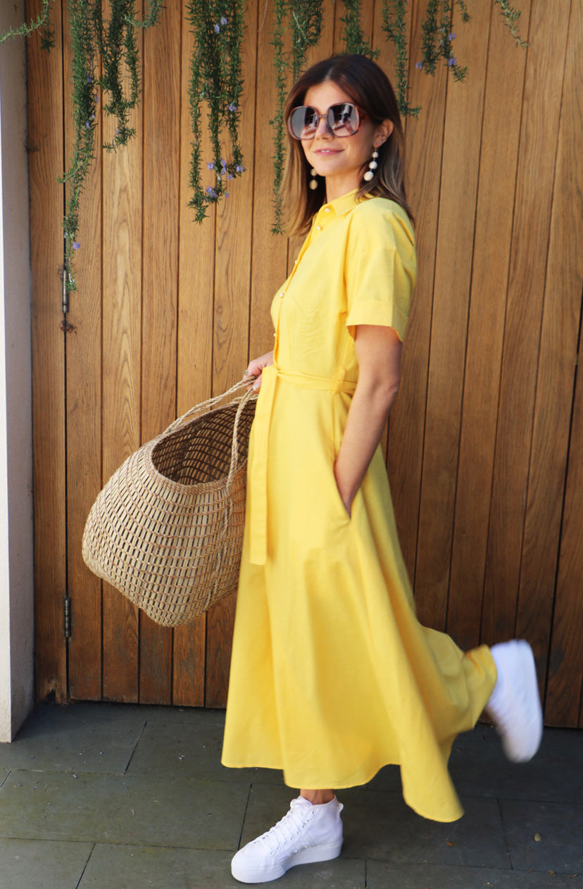 Johnson Yellow Midi Shirt Dress – Shollyjaay